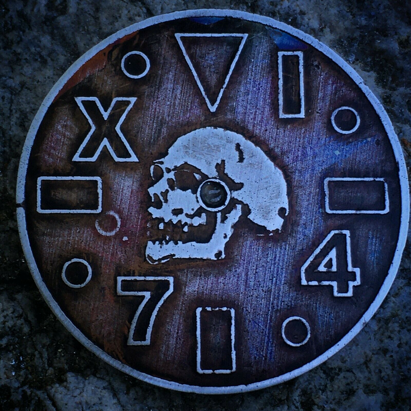 Skull California Ø 39 Mm - Watch Dial - Handmade - Zifferblatt - Deeply Engraved