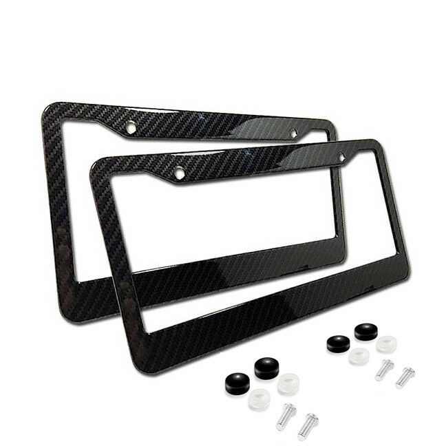 2xuniversal Carbon Fiber Style License Plate Frames For Front & Rear