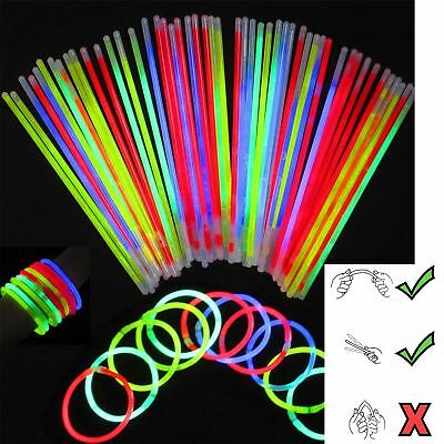 100 8"glow Sticks Bracelets Necklaces Neon Colors & 100 Bracelets Connectors