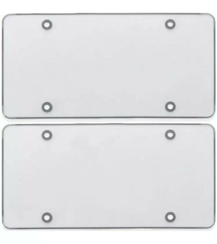2x Clear Flat License Plate Cover Shield Tinted Plastic Tag Protector