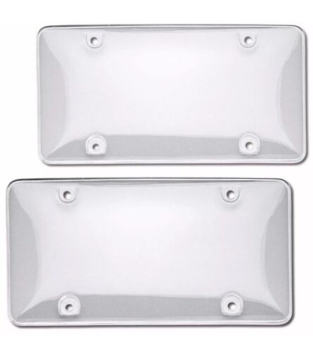 2 Clear License Plate Tag Frame Covers Bubble Shields Protector For Car-truck