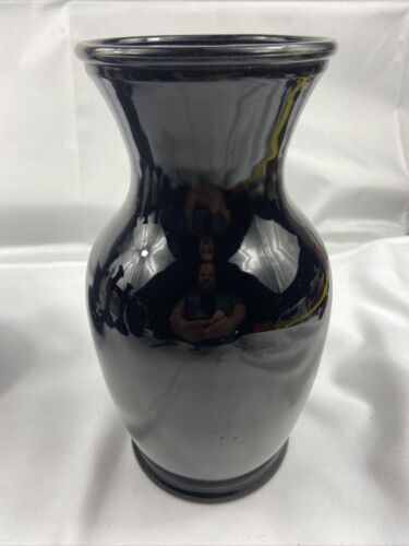 Art Deco Vase Black Amethyst.  9”  Tall