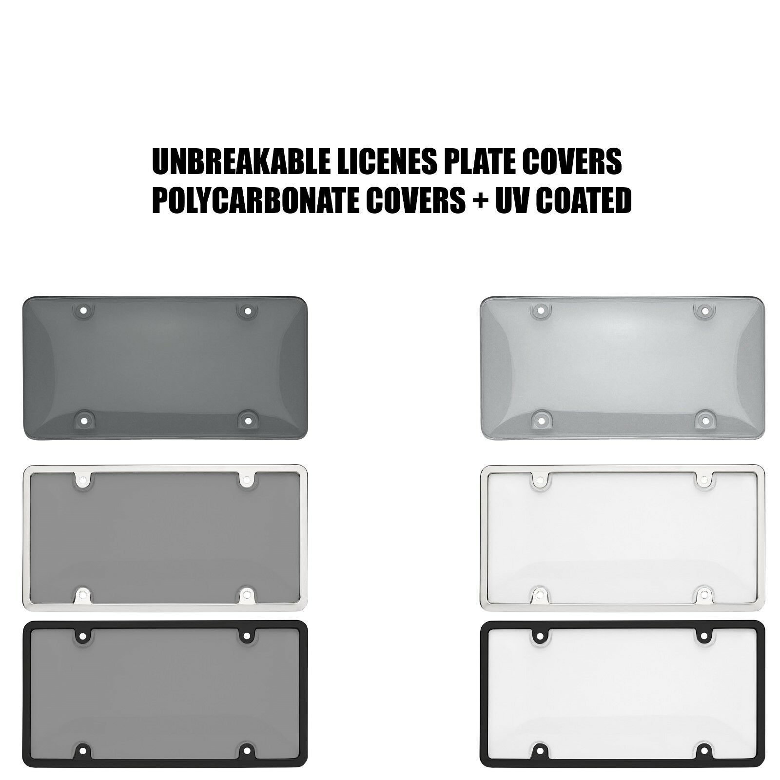 Smoked Clear License Plate Cover Frame Shield Tinted Bubbled Flat Car