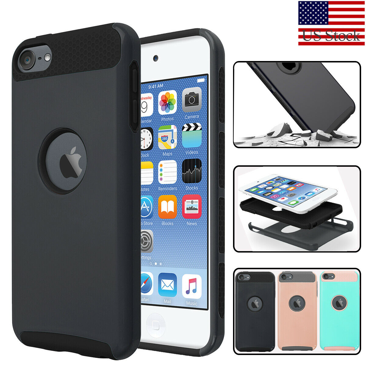 For Ipod Touch 5th/ 6th/7th Gen Shockproof Impact Rugged Rubber Hard Case Cover