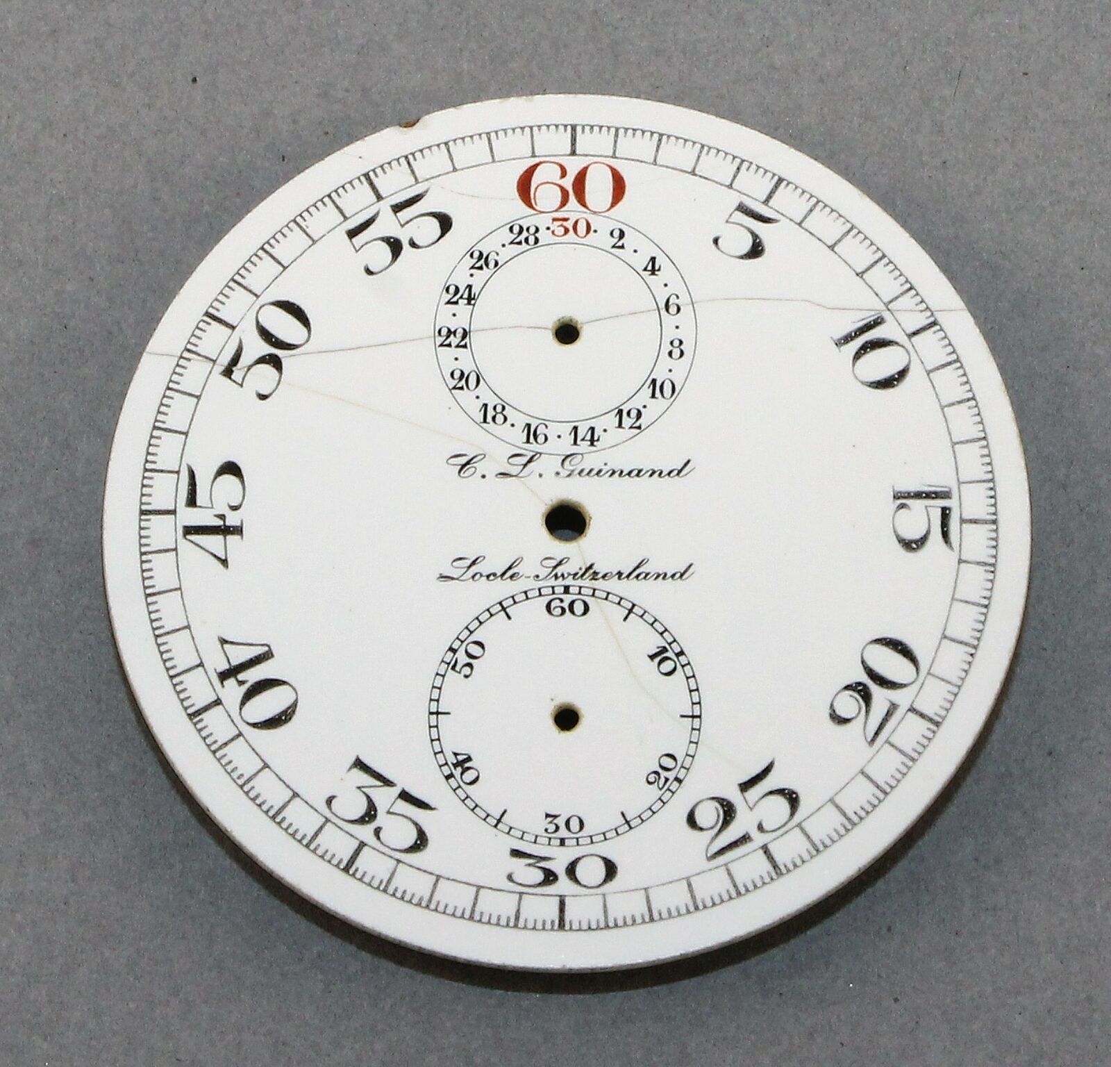 G. L. Guinard Locle - Switzerland 16s Stop Watch Dial - In309